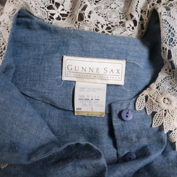 Vintage Gunne Sax 70s Blue Prairie  Cottagecore Maxi Dress - Picture 13 of 13